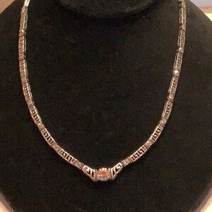 New Fashion 16” Necklace. Silver Matt finish,rhodium plated .Round CZ’s